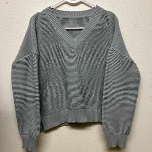 Gray V-Neck Women's Sweater